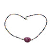 Ruby & Multi Sapphire Necklace : 18.00gms Natural Sapphire 925 Sterling Silver Single Strand Faceted Beaded Necklace 16"