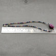 Ruby & Multi Sapphire Necklace : 18.00gms Natural Sapphire 925 Sterling Silver Single Strand Faceted Beaded Necklace 16"