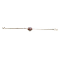 925 Sterling Silver Bracelet : 4.38gms Natural Agate Gemstone Plain Oval Shape Bezel Set Chain Bracelet 8
