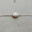 925 Sterling Silver Bracelet : 4.38gms Natural Agate Gemstone Plain Oval Shape Bezel Set Chain Bracelet 8"