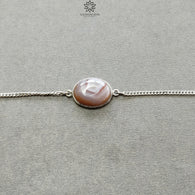 925 Sterling Silver Bracelet : 4.38gms Natural Agate Gemstone Plain Oval Shape Bezel Set Chain Bracelet 8
