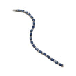 925 Sterling Silver Bracelet : 13.30gms Natural Blue Sapphire Gemstone With CZ Oval Normal Cut Prong Set Tennis Bracelet 7.5"