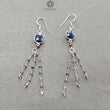 Blue & Multi Sapphire Gemstone With 925 Sterling Silver Jewelry : 8.61gms Natural Untreated Beaded Bracelet Drop Dangle Earring Jewelry Set