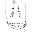 925 Sterling Silver Jewelry : 9.26gms Natural Untreated Blue & Multi SAPPHIRE Gemstone Beads Necklace Drop Dangle Earring Jewelry Set