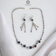925 Sterling Silver Jewelry : 9.66gms Natural Untreated Blue & Multi SAPPHIRE Gemstone Beads Necklace Drop Dangle Earring Jewelry Set