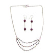 Ruby & Multi Sapphire Gemstone With 925 Sterling Silver Jewelry : 10.68gms Natural Untreated Ruby Round Shape Beaded Earrings Necklace Set