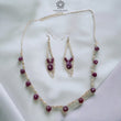 Ruby & Pearl Gemstone With 925 Sterling Silver Jewelry : 16.76gms Natural Untreated Ruby Rose Cut Briolette Beaded Earrings Necklace Set
