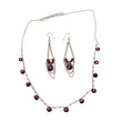 Ruby & Pearl Gemstone With 925 Sterling Silver Jewelry : 16.76gms Natural Untreated Ruby Rose Cut Briolette Beaded Earrings Necklace Set