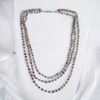 925 Sterling Silver Multi Sapphire Gemstones Beads NECKLACE : 20.04gms Natural Sapphire Faceted Beaded 3 Steps Necklace 20.5"