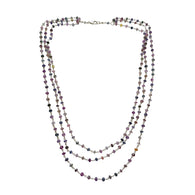 925 Sterling Silver Multi Sapphire Gemstones Beads NECKLACE : 20.04gms Natural Sapphire Faceted Beaded 3 Steps Necklace 20.5