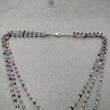 925 Sterling Silver Multi Sapphire Gemstones Beads NECKLACE : 20.04gms Natural Sapphire Faceted Beaded 3 Steps Necklace 20.5"