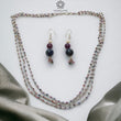 Ruby & Multi Sapphire Necklace And Earring Set : 27.15gms Natural Untreated Round Shape Beaded 925 Sterling Silver Earrings Necklace Set