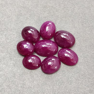 Ruby Gemstone Cabochon : 59.40cts Natural Untreated Unheated Red Ruby Oval Shape 11*9mm - 15*11mm 8pcs Set