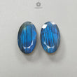 Rainbow Flashing Labradorite Gemstone Fancy Cut: Natural Untreated Blue Labradorite Baguette & Oval Shape Pair For Jewelry