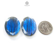 Labradorite Gemstone Oval Faceted Cut : 67.00cts Natural Untreated Blue Labradorite Oval Shape pair For Jewelry 34*25mm