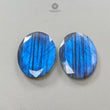 Labradorite Gemstone Oval Faceted Cut : 67.00cts Natural Untreated Blue Labradorite Oval Shape pair For Jewelry 34*25mm