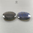 Labradorite Gemstone Oval Faceted Cut : 67.00cts Natural Untreated Blue Labradorite Oval Shape pair For Jewelry 34*25mm