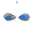 Labradorite Gemstone Fancy Faceted Cut: Natural Untreated Blue Labradorite Pear And Oval Shapes Pair For Jewelry