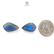 Labradorite Gemstone Fancy Faceted Cut: Natural Untreated Blue Labradorite Pear And Oval Shapes Pair For Jewelry