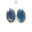 Labradorite Gemstone Fancy Faceted Cut: Natural Untreated Blue Labradorite Pear And Oval Shapes Pair For Jewelry