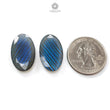 Labradorite Gemstone Fancy Faceted Cut: Natural Untreated Blue Labradorite Pear And Oval Shapes Pair For Jewelry