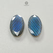 Labradorite Gemstone Fancy Faceted Cut: Natural Untreated Blue Labradorite Pear And Oval Shapes Pair For Jewelry