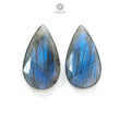 Labradorite Gemstone Fancy Faceted Cut: Natural Untreated Blue Labradorite Pear And Oval Shapes Pair For Jewelry