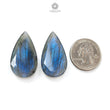 Labradorite Gemstone Fancy Faceted Cut: Natural Untreated Blue Labradorite Pear And Oval Shapes Pair For Jewelry