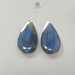 Labradorite Gemstone Fancy Faceted Cut: Natural Untreated Blue Labradorite Pear And Oval Shapes Pair For Jewelry