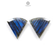 Labradorite Cabochon Fancy Cut: 61.30cts Natural Untreated Unheated Blue Labradorite Triangle Shape 37*34mm Pair For Jewelry