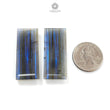 Labradorite Cabochon Fancy Cut: 61.50cts Natural Untreated Unheated Blue Labradorite Baguette Shape 41*17mm Pair For Jewelry