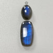 Blue Labradorite Gemstone Cabochon: Natural Untreated Labradorite Oval, Baguette, Cushion Shapes 2pcs Set