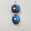 Blue Labradorite Gemstone Cabochon: Natural Untreated Labradorite Oval, Baguette, Cushion Shapes 2pcs Set