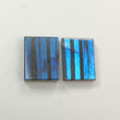 Rainbow Flashing Labradorite Gemstone Flat Slices: Natural Untreated Blue Labradorite Baguette & Oval Shape Pair For Jewelry