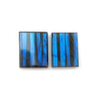 Rainbow Flashing Labradorite Gemstone Flat Slices: Natural Untreated Blue Labradorite Baguette Shape Pair For Jewelry