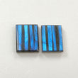 Rainbow Flashing Labradorite Gemstone Flat Slices: Natural Untreated Blue Labradorite Baguette Shape Pair For Jewelry