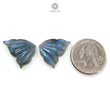 Blue Labradorite Gemstone Carving: Natural Untreated Unheated Labradorite Hand Carved Butterfly and Angel Wings Pair For Jewelry