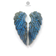 Blue Labradorite Gemstone Carving: Natural Untreated Unheated Labradorite Hand Carved Butterfly and Angel Wings Pair For Jewelry