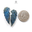 Blue Labradorite Gemstone Carving: Natural Untreated Unheated Labradorite Hand Carved Butterfly and Angel Wings Pair For Jewelry