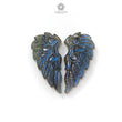 Rainbow Flashing Blue Labradorite Gemstone Carving: Natural Untreated Unheated Labradorite Hand Carved Angel Wings Pair For Jewelry