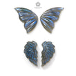 Blue Labradorite Gemstone Carving: Natural Untreated Unheated Labradorite Hand Carved Butterfly, Angel Wings 4pcs Set For Jewelry