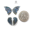 Blue Labradorite Gemstone Carving: Natural Untreated Unheated Labradorite Hand Carved Butterfly, Angel Wings 4pcs Set For Jewelry