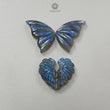 Blue Labradorite Gemstone Carving: Natural Untreated Unheated Labradorite Hand Carved Butterfly, Angel Wings 4pcs Set For Jewelry