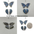 Blue Labradorite Gemstone Carving: Natural Untreated Unheated Labradorite Hand Carved Butterfly, Angel Wings 4pcs Set For Jewelry