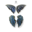 Blue Labradorite Gemstone Carving: Natural Untreated Unheated Labradorite Hand Carved Butterfly, Angel Wings 4pcs Set For Jewelry