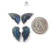 Blue Labradorite Gemstone Carving: Natural Untreated Unheated Labradorite Hand Carved Butterfly, Angel Wings 4pcs Set For Jewelry