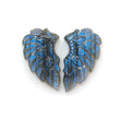 Rainbow Flashing Blue Labradorite Gemstone Carving: Natural Untreated Unheated Labradorite February Birthstone Hand Carved Angel Wings Pair