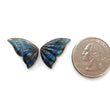 Rainbow Flashing Blue Labradorite Gemstone Carving: Natural Untreated Unheated Labradorite February Birthstone Hand Carved Butterfly Pair