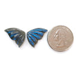 Rainbow Flashing Blue Labradorite Gemstone Carving: Natural Untreated Unheated Labradorite February Birthstone Hand Carved Butterfly Pair