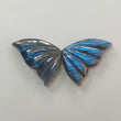 Rainbow Flashing Blue Labradorite Gemstone Carving: Natural Untreated Unheated Labradorite February Birthstone Hand Carved Butterfly Pair